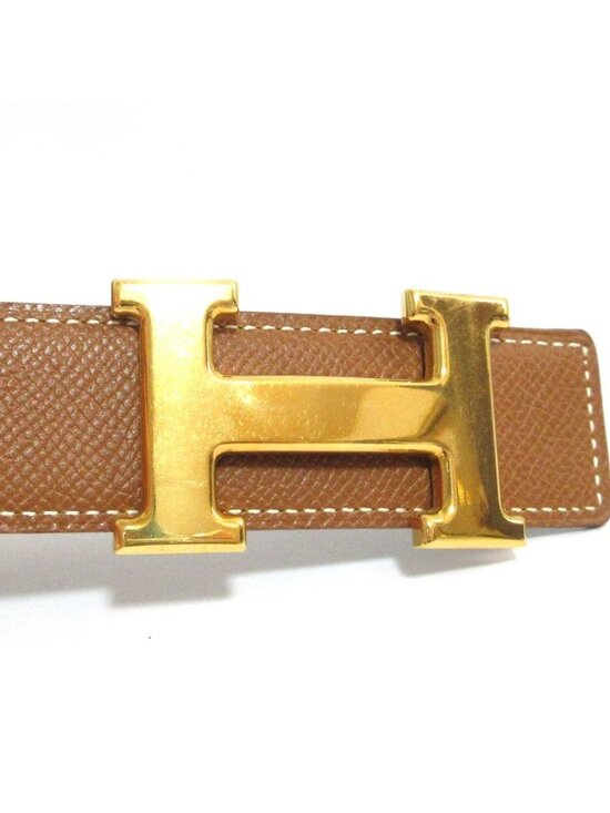 Hermes Buckle Constance Reversible Leather Belt 65 Brown Black